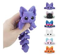 3D Printed Animals Articulated Flexible Fidget Toy,8 Inches 3D Printed Fox, Perfect Desk Pet for Animal Collectors, Easter Basket Essentials(Purple)