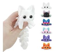 3D Printed Animals Articulated Flexible Fidget Toy,8 Inches 3D Printed Fox, Perfect Desk Pet for Animal Collectors, Easter Basket Essentials (White)