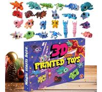 3D Printed Animals Christmas Advent Calendars 25x17x3cm, 24 Days Christmas Countdown Articulated Animals, 3D Printed Animal Christmass Countdown For Kids Children Boys Teens Family