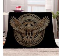 3D Printed Animals Encircling A Rune Circle Flannel Fleece Blanket （270GSM） Mysterious Ancient Art Super Cozy 220x240 cm Queen Size Fade Resistant Home Decor Gift - Machine Washable