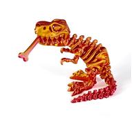 3d Printed Animals Mini 3d Print Toys Tyrannosaurus Rex Skeleton with Bones for Stress Relief Home Office Decompression Decor-Laser Red Gold||13cm/5.1in