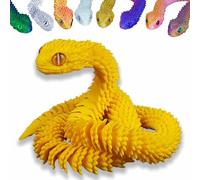3D Printed Animals Set 3D Printed Snake Toys 3D Printed Articulated Flexible Fidget Toy 3D Printed Animals Exquisite Cute Pet Toy Children/Adults Fidget Toys (Yellow, 11.8)