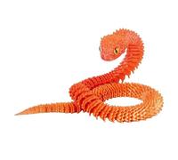 3D Printed Animals Snake, 24 Inch Surprise Mystery Fidget Anaconda Toy, Fake Python Statue with Realistic Eyes, Flexible Articulated Viper Collectible for Home Office Desk Decoration (Orange)