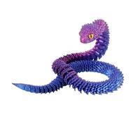 3D Printed Animals Snake, 24 Inch Surprise Mystery Fidget Anaconda Toy, Fake Python Statue with Realistic Eyes, Flexible Articulated Viper Collectible for Home Office Desk Decoration (Purple)