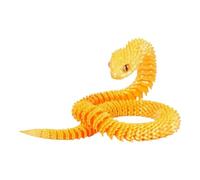 3D Printed Animals Snake, 24 Inch Surprise Mystery Fidget Anaconda Toy, Fake Python Statue with Realistic Eyes, Flexible Articulated Viper Collectible for Home Office Desk Decoration (Yellow)