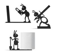 3D Printed Ant Toilet Roll Holder,Free Standing Funny Bathroom Set of 3,Black Loo Roll Storage with Quirky Animal Design,Cute and Funky Tissue Paper Stand for Toilet Bathroom Kitchen Decor (Ant)