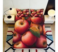 3D Printed Apple Design Fitted Sheet Microfiber Deep Pocket Non-Slip Bedroom Bedding Set Apple Mattress Fitted Cover Washable Protector 120x200x25cm