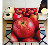 3D Printed Apple Fitted Sheet Microfiber Non-Slip Deep Pocket Apple Mattress Fitted Cover Elastic Hem Washable for Bedroom 180x200x25cm