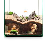 3D Printed Aquarium Cave Tunnel Decor Reptile Corner Cave - Fish Tank Decoration Natural Fish Hideout for Pleco,Shrimp & Corydoras | Sinking Base & Viewing Ports | Substrate-Friendly Decor (Brown)