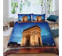 3D Printed Arc de Triomphe Double Duvet Cover Set Architectural Art Bedding Set Soft Breathable Microfibre Quilt Cover 200x200 with Zipper Closure and 2 Pillowcases 50x75 1480-A