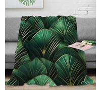 3D Printed Art Deco leaves Bed Throw Microfiber Ultra Soft Warm Bedding Green tropical design Fluffy Blanket for Friends Colleagues Loved Ones 40x50inch(100x130cm)