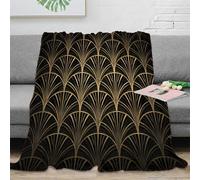 3D Printed Art Deco pattern Sofa Throw Microfiber Warm Cosy Bedding Soft Golden geometric design Couch Blanket Machine Washable No Shedding for Students Teens Gamers Movie Nights 70×80inch(180x200cm)