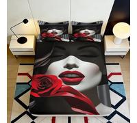 3D Printed Art Portrait Fitted Sheet Microfiber Deep Pocket Bedroom Bedding Set Artistic Mattress Fitted Cover Washable for Adults 90x200x25cm