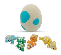 3D Printed Articulated Dinosaur Fidget Set - 4 Cute Dinos in Surprise Egg - Sensory Stress, ADHD & Autism - Collectible, Wiggly & Flexible - Perfect for Gifting (Teal)