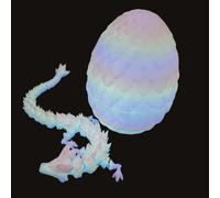 3D Printed Articulated Dragon in Crystal Egg - 8.5cm Egg & 22cm Flexible Dragon Toy Model for Desk, Office, Car Interior Decoration and Birthday Gifts