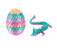 3D Printed Articulated Dragon in Crystal Egg, Flexible Joints Fidget Toy and Home Decor, Executive Desk Dinosaurs Toys for Stress Relief (Multicolor)
