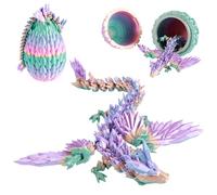 3D Printed Articulated Dragon in Egg - Crystal Dragon Toy With Flexible Joints, Easter Egg Hunt, Home Office Decor and Desk Toy for Kids Adults (Colorful)