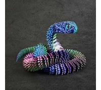3D Printed Articulated Flexible Fidget Toy with Movable Joints - Creative Snake Viper Desktop Pet Articulated Snake Collectibles for Home Office Décor & Gift (Color)