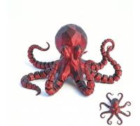 3D Printed Articulated Octopus - Flexible Sensory Desk Pet & Poseable Ocean Animal Figure, Stress Relief Toy for Kids & Adults, Unique Office Decor, ADHD Gift (Red,L)