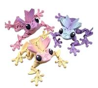 3D Printed Articulated Rainbow Color Fairy Frog, Frog Figure Multi-joint Movable With Wings, Stress Relax Toy Gift Home Decoration