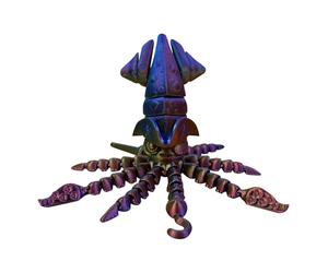 3D Printed Articulated Squid Toy Flexible Poseable Decorative Animal Model Unique Novelty For Home Desk (E, A)