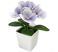 3D Printed Artificial Hydrangea Flowers in Small Square Pot, Realistic Fake Plants for Home Decor, Wedding Table Centerpieces and Living Room Ornament, Low Maintenance Plastic Flora(Purple)