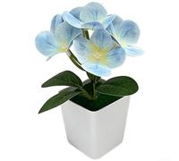 3D Printed Artificial Hydrangea Flowers in Small Square Pot, Realistic Fake Plants for Home Decor, Wedding Table Centerpieces and Living Room Ornament, Low Maintenance Plastic Flora(Blue)