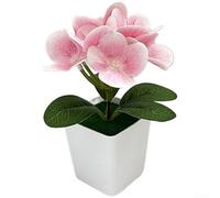 3D Printed Artificial Hydrangea Flowers in Small Square Pot, Realistic Fake Plants for Home Decor, Wedding Table Centerpieces and Living Room Ornament, Low Maintenance Plastic Flora(Light Pink)