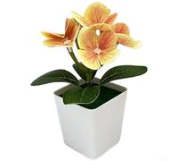 3D Printed Artificial Hydrangea Flowers in Small Square Pot, Realistic Fake Plants for Home Decor, Wedding Table Centerpieces and Living Room Ornament, Low Maintenance Plastic Flora(Orange-yellow)