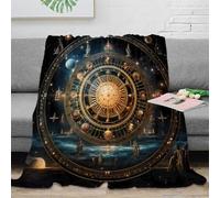 3D Printed Astrology wheel Travel Blanket Microfiber Lightweight Warm Bedding Soft Mystical cosmic design Nap Blanket Compact Portable Non Pilling for Campers Travellers Adults 80×90inch(200x230cm)