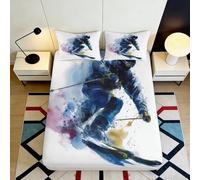 3D Printed Astronaut Galaxy Fitted Sheet Microfiber Deep Pocket Bedroom Bedding Space Mattress Fitted Cover Non-Slip Elastic Hem for Adult Teen Small Double（140x200cm）