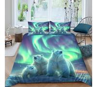 3D Printed Aurora Polar Bear Quilt Cover, Microfiber Duvet Cover Hidden