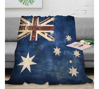 3D Printed Australian flag Cozy Throw Blanket Microfiber Warm Soft Bedding Cosy vintage distressed design Throw Blanket Thoughtful Gift for Parents Grandparents Family Members 60x80inch(150x200cm)