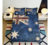 3D Printed Australian Flag Pattern Fitted Sheet Microfiber Deep Pocket Non-Slip Bedroom Bedding Aussie Style Mattress Fitted Cover 180x200x25cm