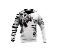 3D Printed Autumn Hoodies White Tiger Skin Mens Sweatshirt Unisex Zip Pullover Casual Jacket Hoodies(Hoodies,XS)