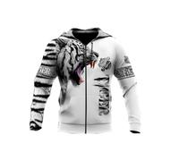 AIHERQG 3D Printed Autumn Hoodies White Tiger Skin Mens Sweatshirt Unisex Zip Pullover Casual Jacket Hoodies(Zip Hoodies,L)