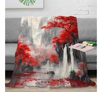 3D Printed Autumn mountains Thermal Blanket Microfiber Warm Thermal Bedding Soft Chinese ink painting Nap Blanket Lightweight for Office Workers Students Teens Young Adults 80×90inch(200x230cm)