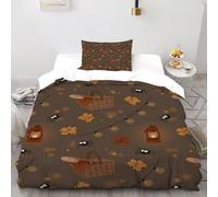 3D Printed Autumn Spider Web Magic Quilt Cover Plant Fruit Bedding Set 2 Pieces Soft Microfiber with Pillowcases,Hidden Zipper for Boys And Girls Single（135x200cm） Room Decor