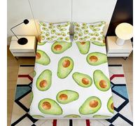 3D Printed Avocado Pattern Fitted Sheet Microfiber Soft Breathable Fruit Style Mattress Cover for Bedroom Dorm Decor 90x200x25cm