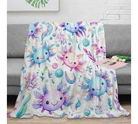 3D Printed Axolotl cartoon Lounge Throw Microfiber Soft Warm Bedding Breathable Watercolor cute Living Room Throw Wrinkle Resistant Non Pilling for Couples Families Households 40x50inch(100x130cm)