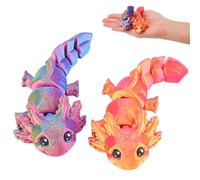 3D Printed Axolotl Fidget,2 PSC Animals with Flexible Joints,Birthday Gift Desktop Toys Home Decoration,Stress Relief Fidget Toys for Kids Adults Home Office Decoration Desktop
