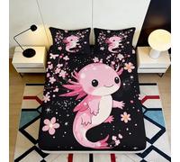 3D Printed Axolotl Pattern Fitted Sheet Microfiber Non-Slip Deep Pocket Bedroom Bedding Axolotl Mattress Fitted Cover Elastic Edge 90x200x25cm