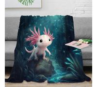 3D Printed axolotl underwater scene Bedding Throw Microfiber Ultra Soft Warm Bedding fantasy cartoon Sofa Throw Anti Static Non Pilling for Students Gamers Movie Nights Teens 60x80inch(150x200cm)