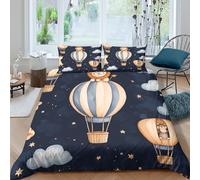 3D Printed Baby lion flying Bed Cover Premium Polyester Cartoon hot air balloon Quilt Cover Machine Washable Easy Care Wrinkle Free Soft Durable for Home Bedroom Daily Use Super king（260x220cm）