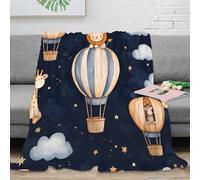 3D Printed Baby lion flying Throw Blanket Microfiber Warm Thermal Bedding Soft Cartoon hot air balloon Warm Blanket Compact Portable Non Pilling for Campers Travellers Families 60x80inch(150x200cm)