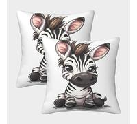 3D Printed Baby Zebra Pillow Covers Home Couch Sofa Decorative Set of 2 Square Pillowcase Home Decorative for Couch Outdoor Sofa Bedroom Living Room 50x50cm