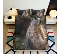 3D Printed Badger Design Fitted Sheet Microfiber Deep Pocket Bedroom Bedding Badger Mattress Fitted Cover Non-Slip Washable for Adults 90x200x25cm