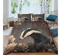 3D Printed Badger Duvet Cover, Microfiber Comforter Cover Hidden Zipper
