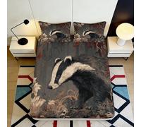 3D Printed Badger Fitted Sheet Microfiber Deep Pocket Non-Slip Bedroom Bedding Badger Mattress Fitted Cover All Ages 120x200x25cm