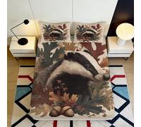 3D Printed Badger Fitted Sheet Microfiber Durable Soft Autumn Leaves Bed Cover for Bedroom Dormitory Guest Room Mattress Protection Decor 90x200x25cm